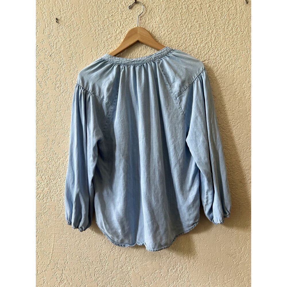Hester & Orchard Blue Blouse Sz Small/Med Boho Peasant Romantic  4 Button Tencel - Picture 3 of 10
